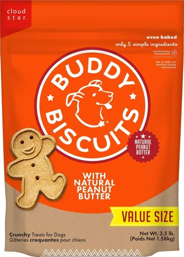 Vista 13 de Buddy Biscuits Bolsa de golosinas crujientes para perros de 2 libras, hecha con mantequilla de maní