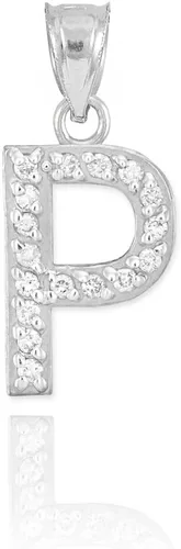 Vista 19 de Claddagh Gold . Collar con colgante de letra inicial de plata de ley 925 con circonita cúbica - Elección de tamaños