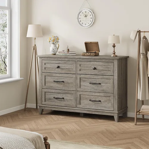 Vista 7 de GarveeHome Cómoda de 6 Cajones para Dormitorio, Cómoda de Cajones de 47 Pulgadas de Ancho con Almacenamiento Independiente, Baúl de Almacenamiento