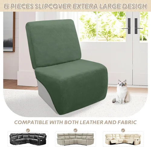 Vista 132 de Arfntevss Fundas de sofá seccional reclinable de terciopelo, Funda de sofá seccional de esquina para sofá reclinable, Funda elástica suave