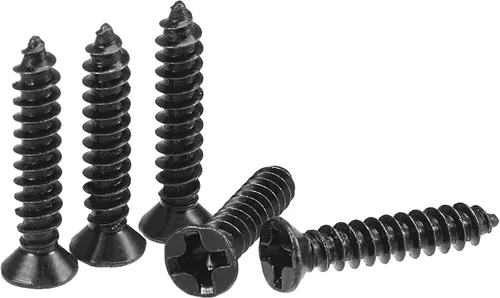 Vista 18 de uxcell Tornillos de madera M3 x 0.472 in Tornillos de cabeza plana Phillips de acero al carbono Autoperforantes Negro 200pcs