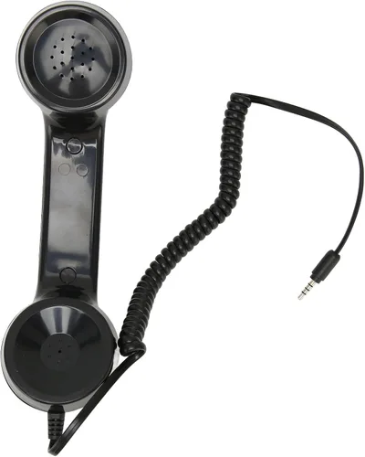 Vista 4 de Auricular de teléfono retro, receptor de teléfono con cable de 0.138 in con micrófono y altavoz, control de volumen, cable en espiral de 9 pies
