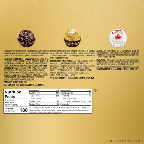 Vista 2 de Ferrero Collection Premium Gourmet Surtido de chocolate con leche de avellana, chocolate negro y coco, 48 unidades (paquete de 2)