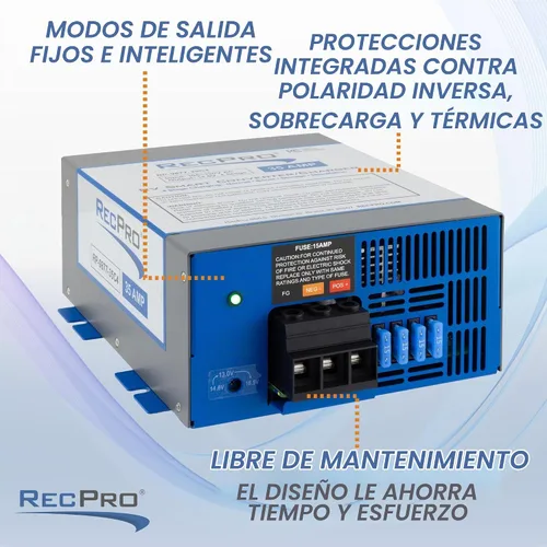 Vista 8 de RecPro - Convertidor de energía RV de 35 amperios y cargador de batería Carga de 4 etapas