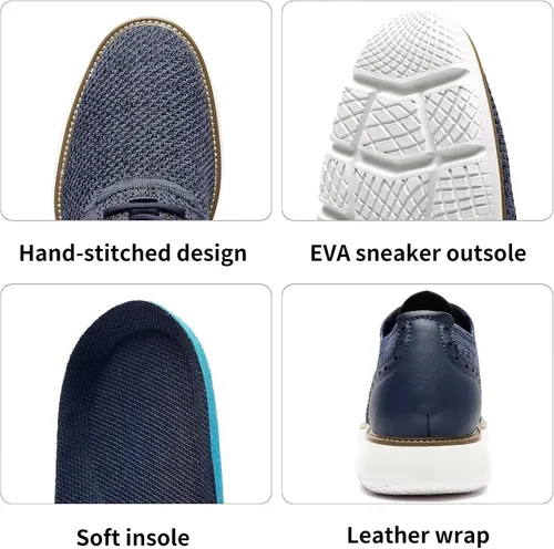 Vista 6 de Zapatos deportivos casuales para hombre, cómodos, de punto, de malla, ligeros, transpirables, formales, Oxford, para negocios
