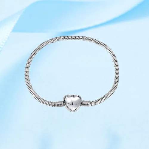 Vista 5 de KunBead Pulseras de cadena de serpiente con cierre de corazón para mujeres y niñas, para hacer joyas, compatibles con dijes Pandora