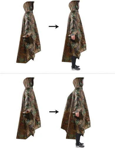 Vista 7 de REDCAMP Poncho de lluvia impermeable con capucha y brazos para acampar y senderismo