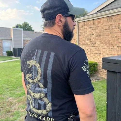 Vista 5 de Camiseta de serpiente Gadsden Patriotic Tribute Tee Camisa de apoyo veterano del orgullo americano Ropa militar 100% algodón
