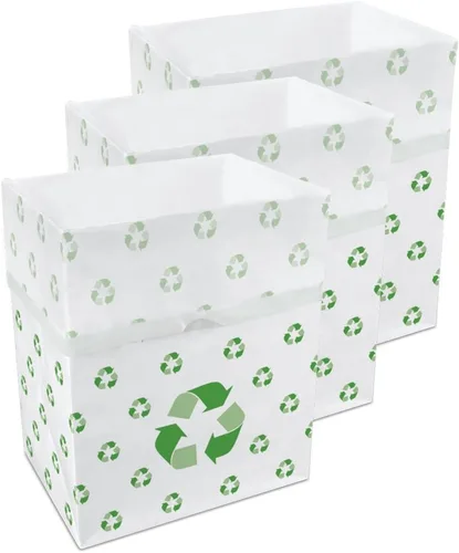 Vista 9 de Clean Cubes Botes de basura desechables de 13 galones (paquete de 3) con bolsas bajas, contenedores plegables de basura y reciclaje para fiestas