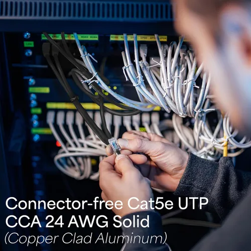 Vista 10 de VIVO Cable Cat5e a granel impermeable de 500 pies, cable Ethernet CCA, caja de extracción UTP, entierro directo al aire libre, negro, CABLE-V011
