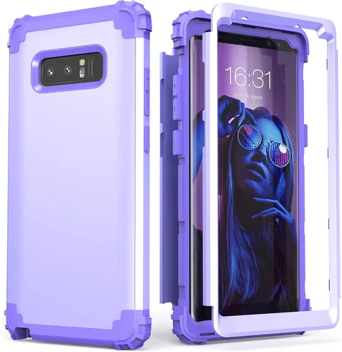 Vista 11 de IDweel Funda para Galaxy Note 8, 3 en 1, a prueba de golpes, delgada, híbrida, resistente, protección de policarbonato duro, silicona suave, Negro