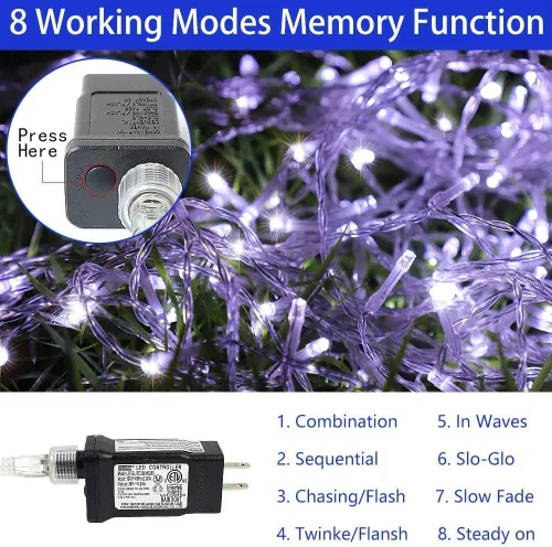 Vista 2 de (Nuevo) Luces de Estrella para Decoraciones de Navidad, Luces de Cadena de Navidad en Cascada con 317 LED Luces de Cortina de Hadas Parpadeantes