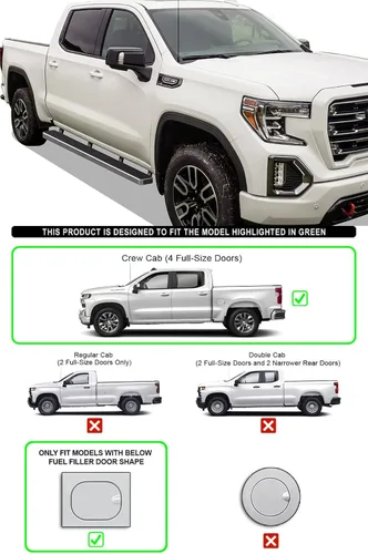 Vista 2 de APS Estribos de acero inoxidable 304 de alta calidad de 5 pulgadas compatibles con Chevy Silverado GMC Sierra Crew Cab 19-26