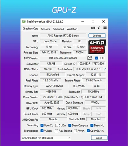Vista 9 de MOUGOL Tarjeta gráfica AMD Radeon R7 350 4GB GDDR3 de perfil bajo, 2