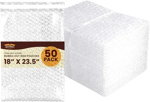 Vista 14 de The Boxery Bolsas de burbujas autoadhesivas transparentes de 3 x 5 pulgadas, paquete de 50