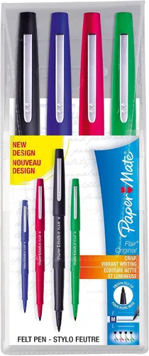 Vista 4 de Paper Mate Flair Original - Bolígrafo de punta de fieltro, tamaño mediano, varios colores estándar, paquete de 3