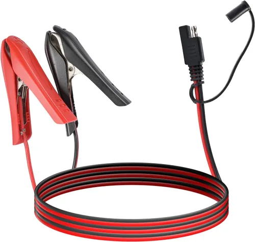 Vista 5 de [Versión actualizada] Abrazaderas de cocodrilo con clip de batería de 3.2 pies al conector SAE, cable de extensión de cargador solar de 14