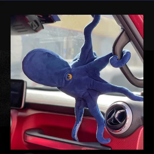 Vista 3 de Tiny Heart Juguete de peluche realista de pulpo, pulpo azul de 18 pulgadas, muñeco de reptil suave y lindo modelo de pulpo para niños, regalo