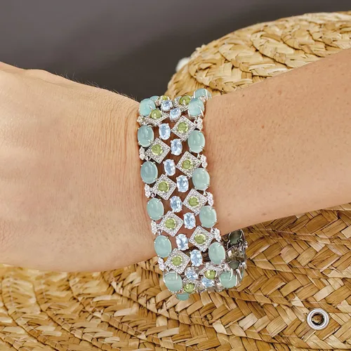 Vista 4 de Ross-Simons 84.80 qt. T. W. Pulsera de piedras preciosas múltiples en plata de ley