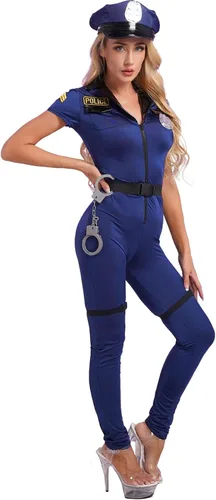 Vista 2 de Yartina Disfraz de Halloween para mujer, uniforme de policía, policía, cosplay, disfraz