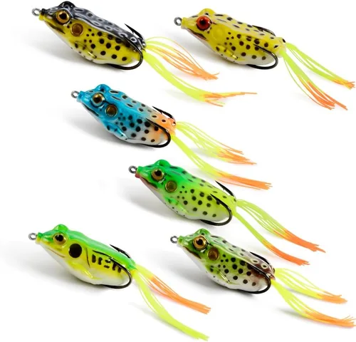 Vista 2 de Supertrip Topwater Frog Crankbait Tackle Crank Bait Bass Soft Swimbait Señuelos Crankbaits cebos de pesca de cebo duro (multicolores)