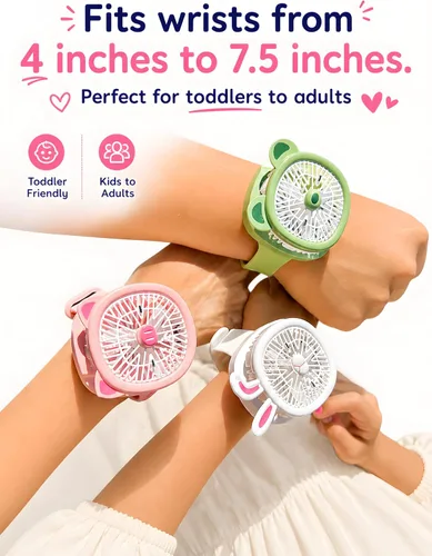 Vista 3 de Ventilador personal portátil, ventilador de mano portátil recargable por USB, ventiladores de muñeca con luces LED, mini ventilador portátil