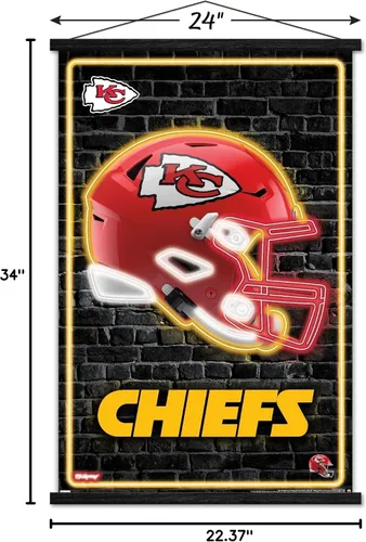 Vista 7 de Trends International NFL Kansas City Chiefs - Póster de pared con casco neón 23 con marco magnético