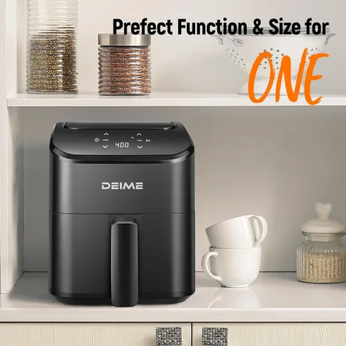 Vista 5 de DEIME - Freidora de aire pequeña digital de 2.8 cuartos de galón, compacta y que ahorra espacio, para hornear, recalentar, asar para comidas rápidas