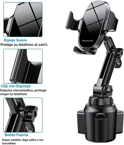 Vista 4 de Miracase Soporte Universal para Teléfono en Portavasos de Coche, [Versión Mejorada] Soporte Ajustable de Cuello Largo para Portavasos de Coche