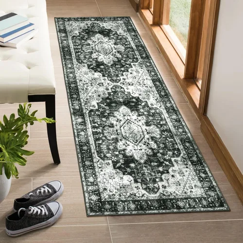 Vista 67 de Moynesa Alfombra ultra fina lavable de 2 x 3 pies, alfombra pequeña de cocina para entrada, interior, antideslizante, tapete vintage para puerta