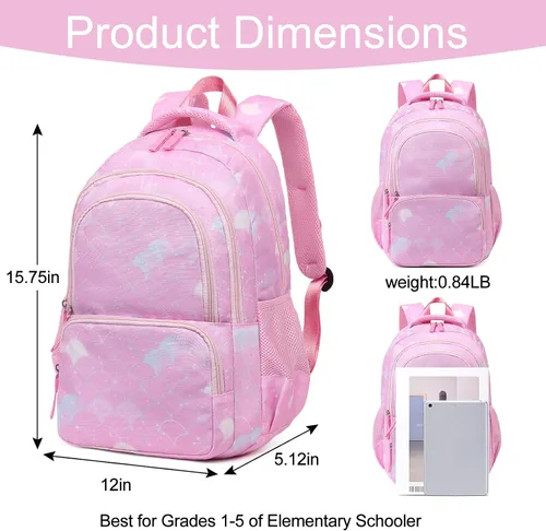 Vista 4 de CLUCI Mochila infantil para niños y niñas, mochila para preescolar con correa ajustable, 12L, 04-rosa, Classic