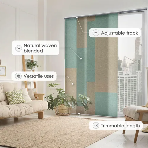 Vista 2 de Persianas Verticales Deslizantes Ajustables para Ventanas 45.8"- 86" An x 96" Al, Persianas de Rieles con Paneles Extensibles para Puertas