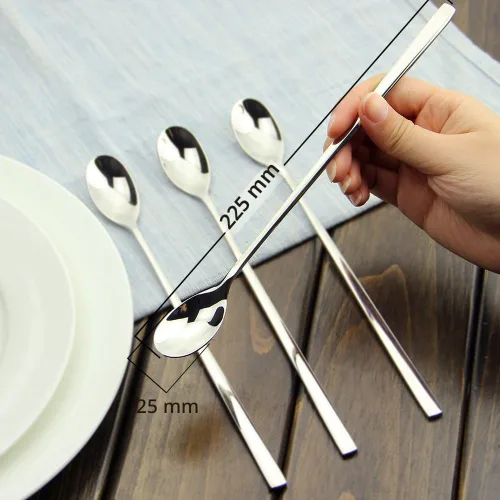 Vista 3 de AOOSY Cuchara de Mango Largo, Agitadores de Café, Cuchara de Té Helado de 9 Pulgadas, Cucharadita de Acero Inoxidable 18/10 Premium para Leche