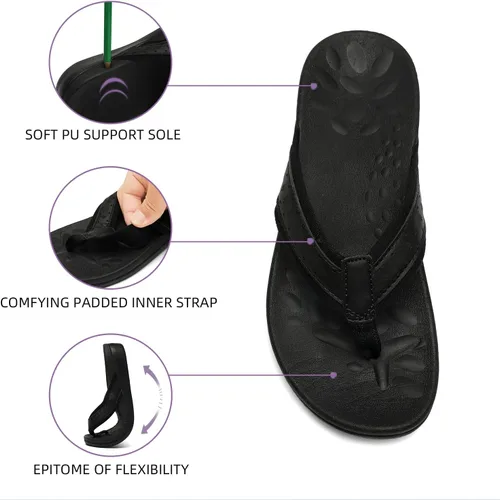 Vista 4 de MEGNYA Sandalias ortopédicas para mujer con soporte de arco, sandalias de verano para fascitis plantar para pies planos, cómodas pantuflas de espuma