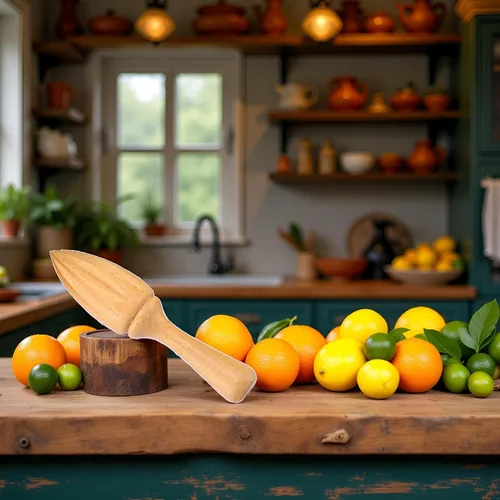 Vista 5 de Exprimidor de cítricos de madera, escariador manual de naranja limón con agarre ergonómico, herramienta exprimidora de frutas duradera