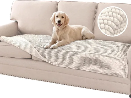 Vista 7 de Flamingo P Funda de cama de felpilla para perro, funda gruesa para sofá biplaza para perros, lavable, protector antideslizante para sofá de 2