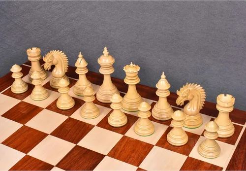 Vista 6 de RoyalChessMall - Juego de piezas de ajedrez Staunton de lujo de dragón de 4.4 pulgadas, madera de rosa con triple