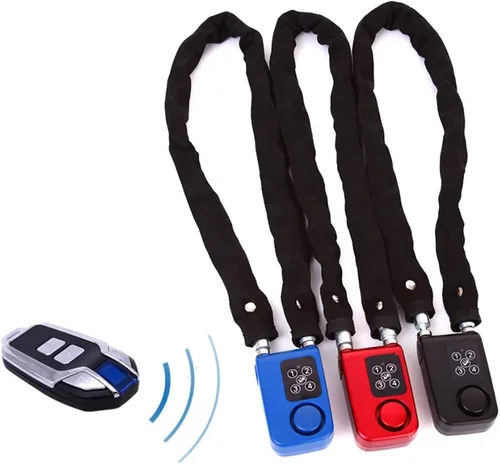 Vista 6 de Mengshen Candado para bicicleta con control remoto, alarma de vibración antirrobo con 31 pulgadas de longitud de cable, impermeable IP55