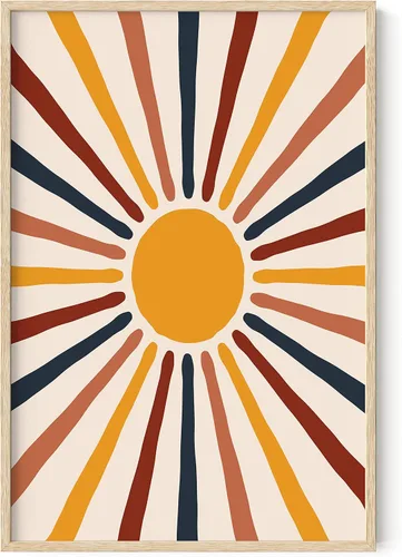 Vista 24 de HAUS AND HUES Arte de pared moderno de mediados de siglo, póster bohemio de sol, impresión moderna de mediados de siglo, cuadros boho para pared