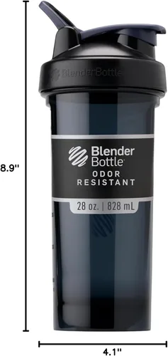 Vista 9 de BlenderBottle - Botella agitadora Pro Series ideal para batidos de proteínas y preentrenamiento, 28 onzas, color negro