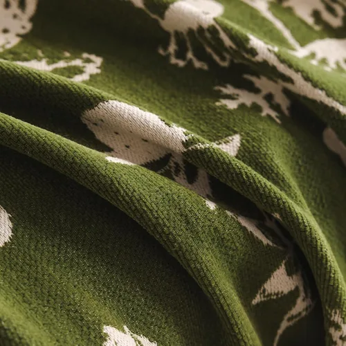 Vista 5 de DREAMINGO Funda para sillón reclinable con estampado floral verde y botánico de jacquard, 1 cojín, acogedora funda de felpilla para sala de estar