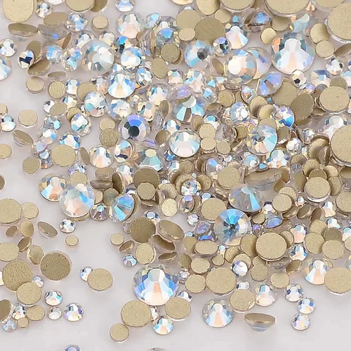 Vista 17 de Dowarm 2650 unidades de pegamento de diamantes de imitación de cristal con parte trasera plana, 6 tamaños de 0.059 in, 0.079 in, 0.110 in, 0.189 in