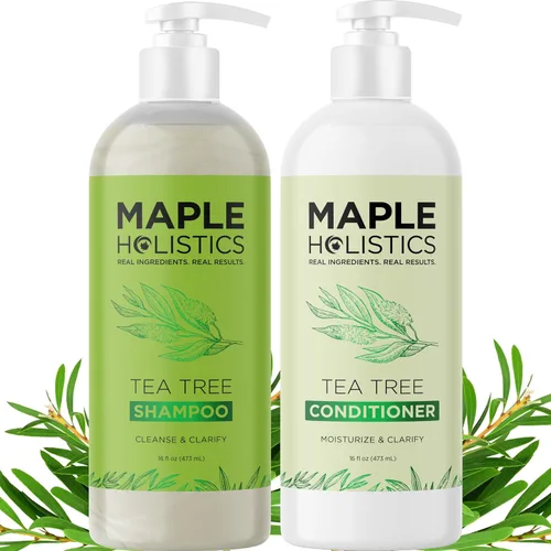 Vista 13 de Juego de champú y acondicionador de árbol de té, champú y acondicionador clarificante sin sulfato para el cuidado del cabello graso y el cuero