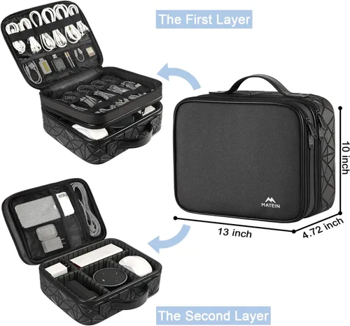Vista 2 de MATEIN Estuche organizador de cables con divisor ajustable, bolsa de archivo de cable de DJ para equipo de DJ, instrumentos de sonido y accesorios