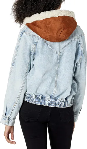 Vista 2 de BLANKNYC Blank NYC Denim Trucker con capucha extraíble de rizo francés