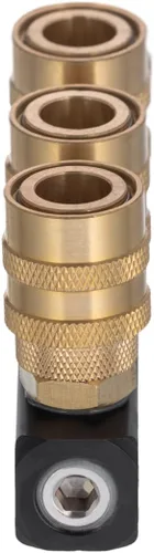Vista 4 de INTERTOOL Colector divisor de aire de 3 vías, 1/4" NPT, conectores de acoplamiento rápido de latón, bloque recto PT08-1855