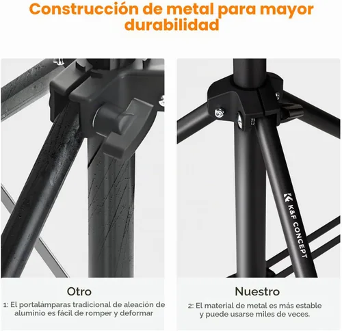 Vista 5 de K&F CONCEPT Soporte de Luz para Fotografía, 6.5 pies/2M Soporte de Trípode Portátil Extensible para Foto y Video, Trípode de Iluminación