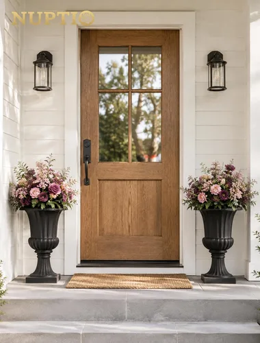 Vista 8 de NUPTIO Urn Planters for Front Porch: 19.7 Inch Set of 2 Black Pedestal Pots