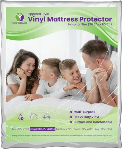 Vista 11 de Mars Wellness Protector y funda de colchón de vinilo impermeable, funda de colchón blanca con cremallera, funda de colchón para chinches, 1 paquete