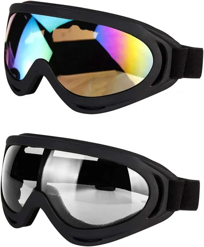 Vista 16 de LJDJ Gafas de motocicleta – Juego de 2 gafas – Dirt Bike ATV Motocross anti-UV ajustable para montar fuera de carretera protección combate táctico